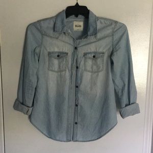Soft denim button-down shirt